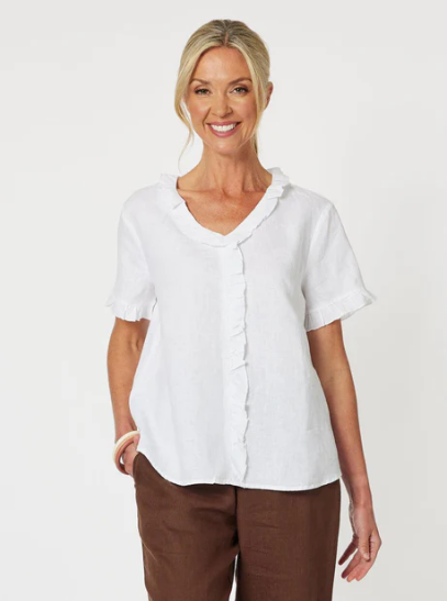 Ruffle linen top